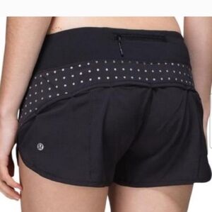 lululemon athletica Black Athletic Shorts with Polka Dot Waistband